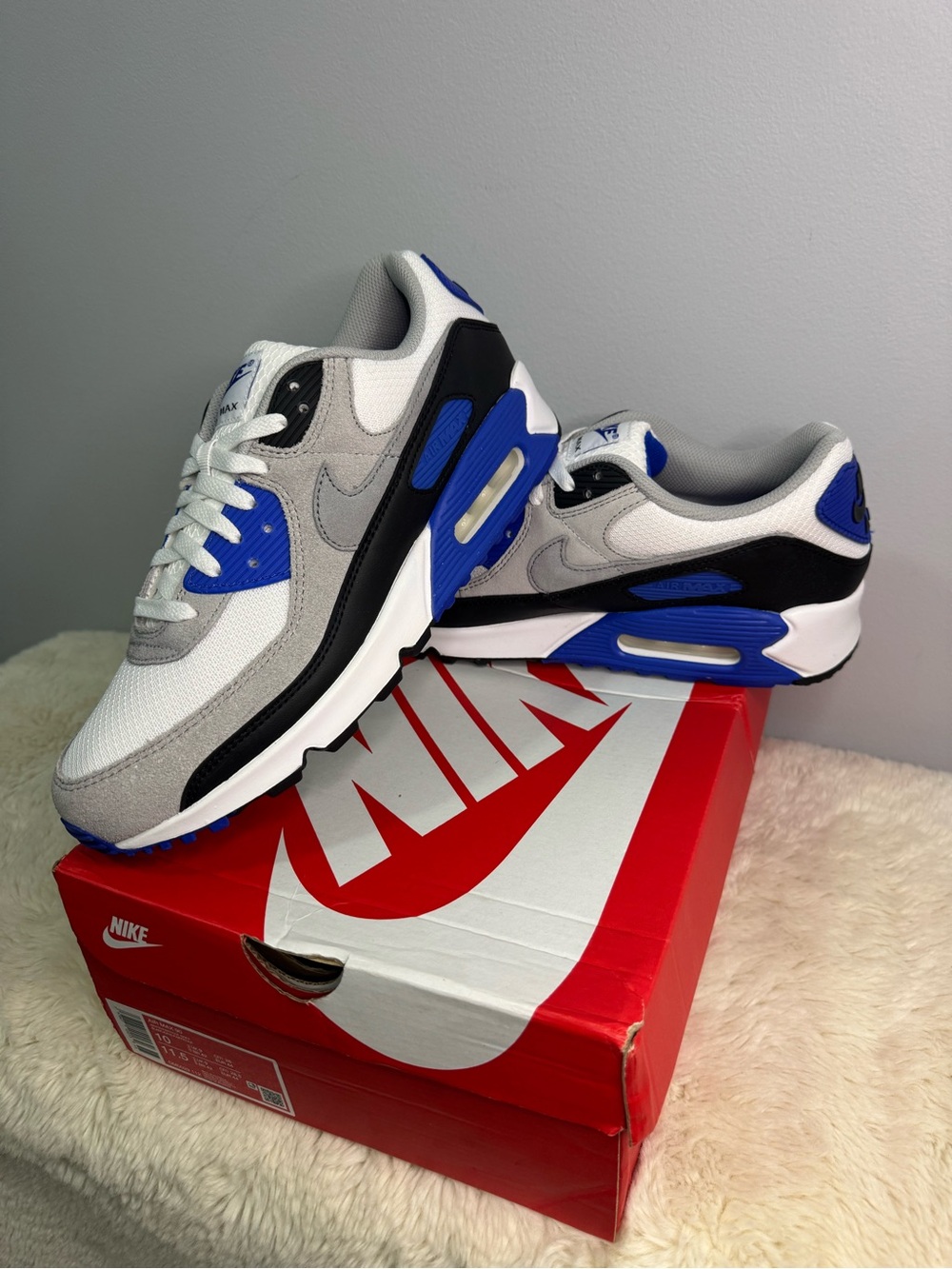 Nike Air Max 90 Men's Sneakers - White, Gray & Blue